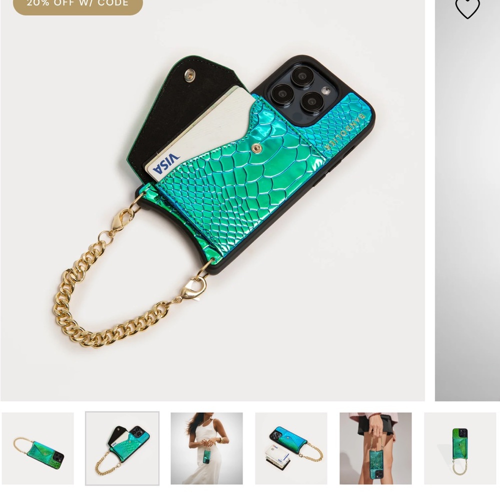 iPhone 15Pro Bandolier Green and Black Phone Case with Chain